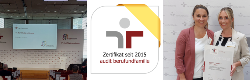 Collage der Veranstaltung und Abbildung des Zertifikats