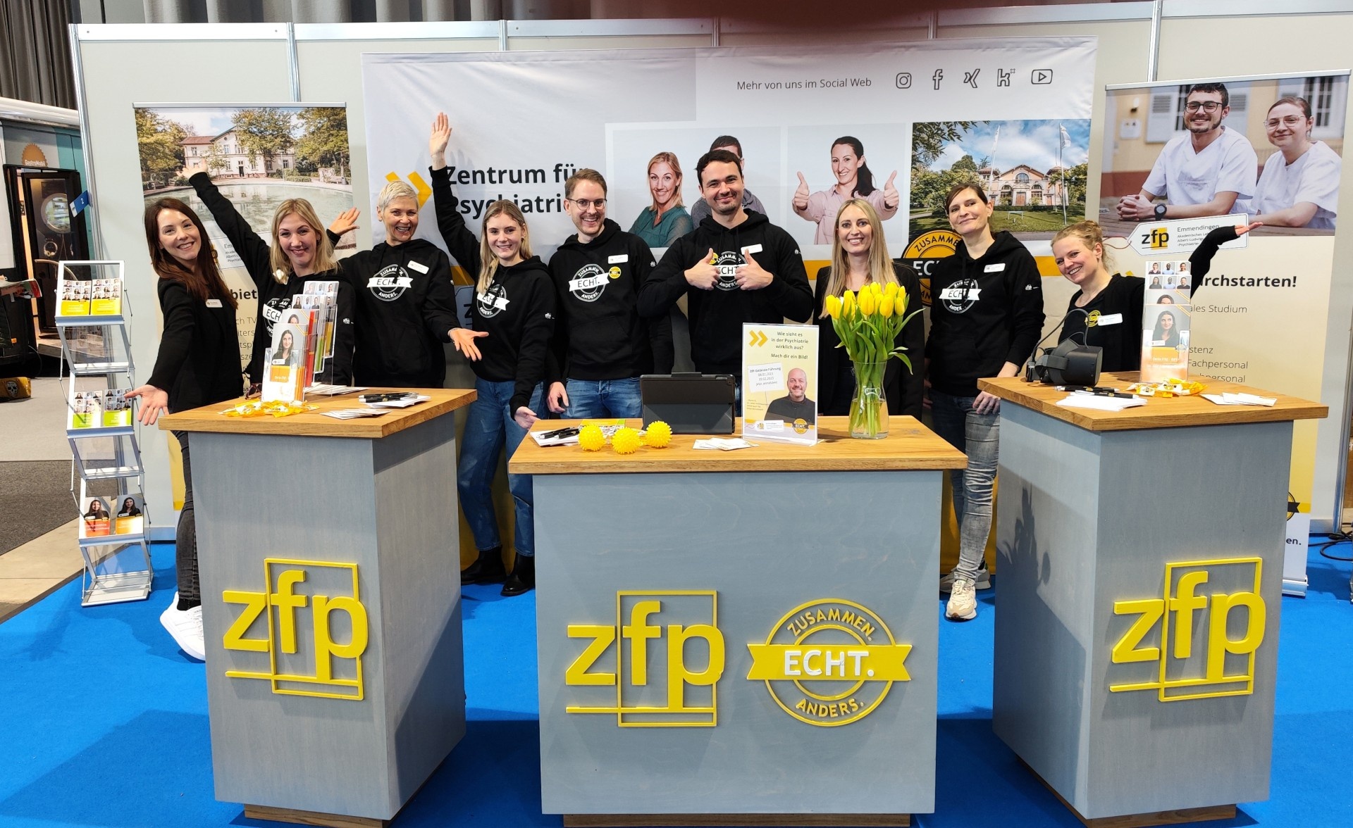 Stand des ZfP Emmendingen auf der Jobmesse "Gesundheit & Pflege" am 1./2. Februar 2023