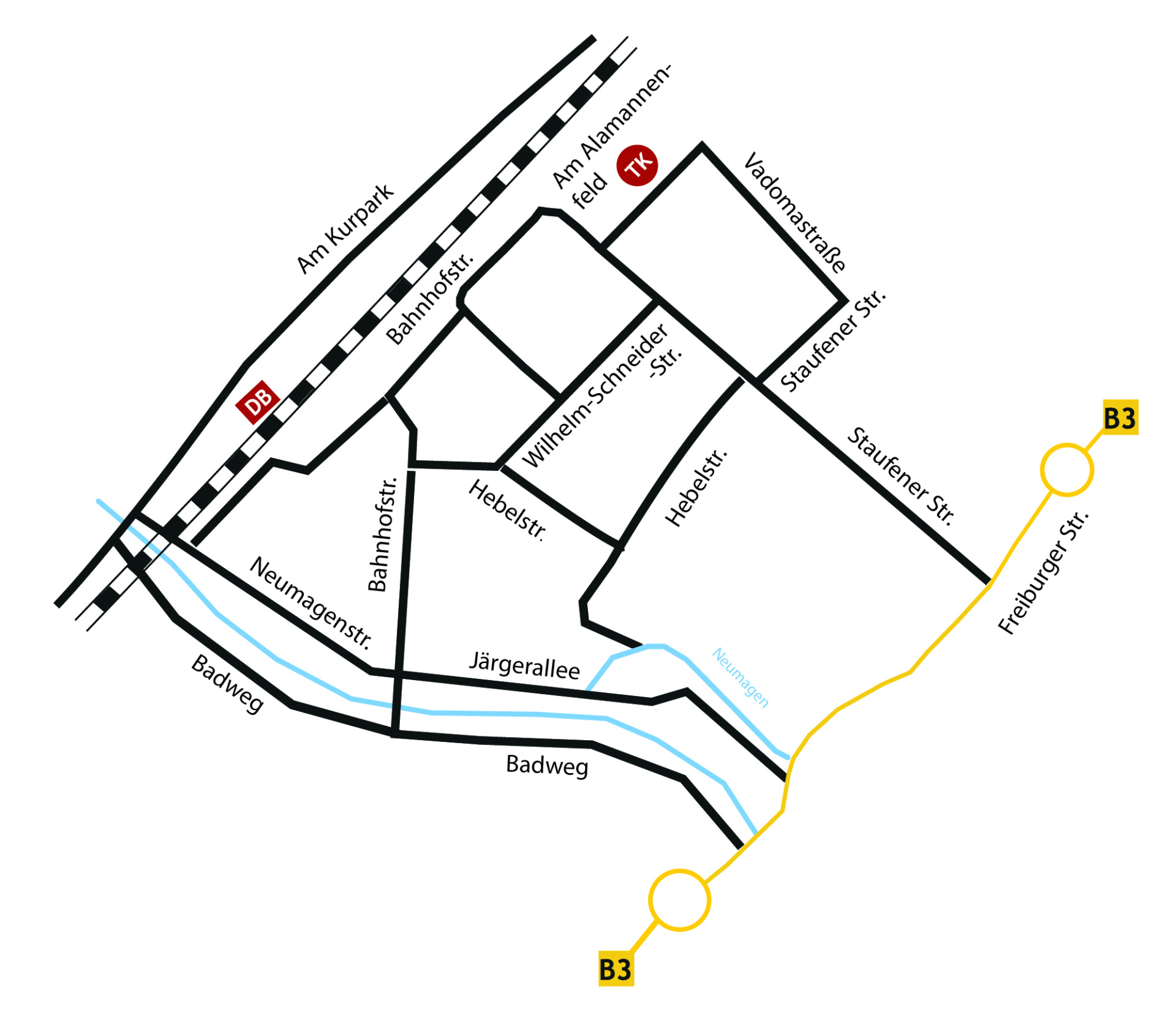 Anfahrtsskizze Tagesklinik Bad Krozingen 