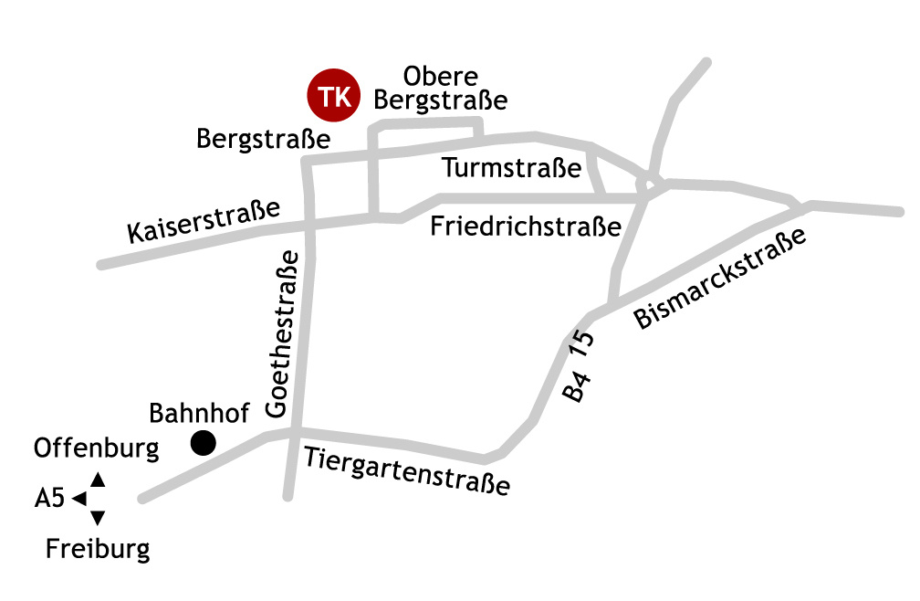 Anfahrtsskizze Tagesklinik Lahr